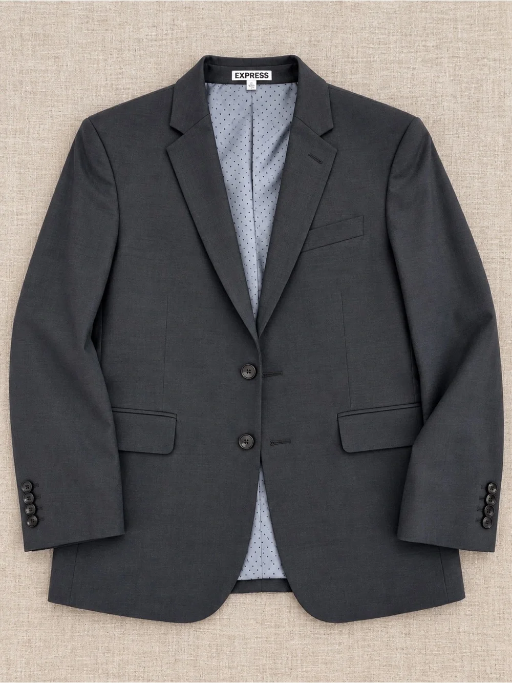 Express Men’s Charcoal Gray Suit Jacket – Size 36S